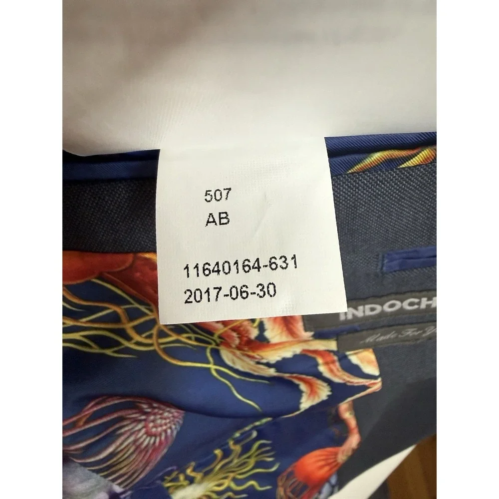 Indochino Luxury Wool Blazer Sportcoat 40R Navy Blue Jellyfish Lining Custom